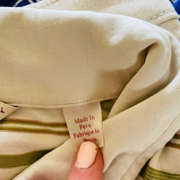 Vintage Penguin Green & Cream Striped Classic Polo Shirt - Picture 12 of 13